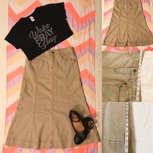 Khaki Denim Skirt - A Line